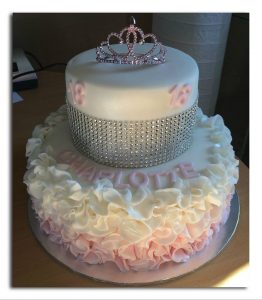 ruffle cake - celebration cake - birthday cake - ombre ruffle cake - local cake maker - berwick upon tweed